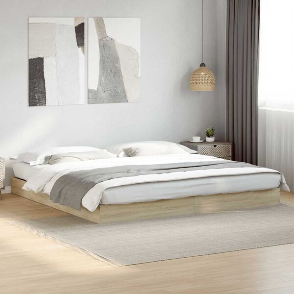 vidaXL Bed Frame without Mattress Sonoma Oak 180x200 cm Engineered Wood