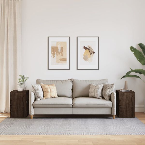 vidaXL Side Tables 2 pcs Brown Oak 50x30x50 cm Engineered Wood