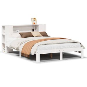 vidaXL Bookcase Bed without Mattress White 140x200cm Solid Wood Pine