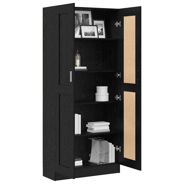 vidaXL Book Cabinet Black Oak 82.5 x 30.5 x 185 cm Engineered Wood