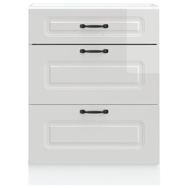 vidaXL Kitchen Base Cabinet "Kalmar" High Gloss White Engineered Wood