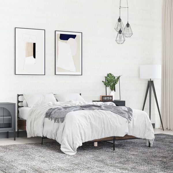 vidaXL Bed Frame without Mattress Brown Oak 140x200 cm