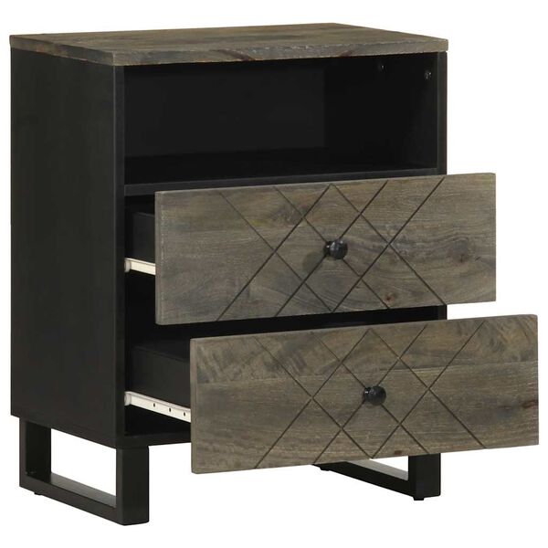 vidaXL Bedside Cabinet Black 50x33x62 cm Solid Wood Mango