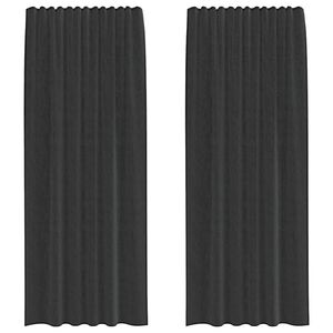 vidaXL Voile Curtains with Rod Pockets 2 pcs Black