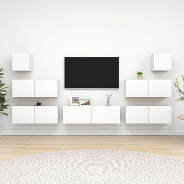 vidaXL 7 Piece TV Cabinet Set White Engineered Wood