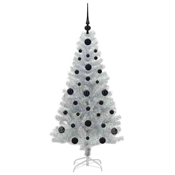 vidaXL Christmas Tree with 150 LEDs with Stand Silver 120 cm PET