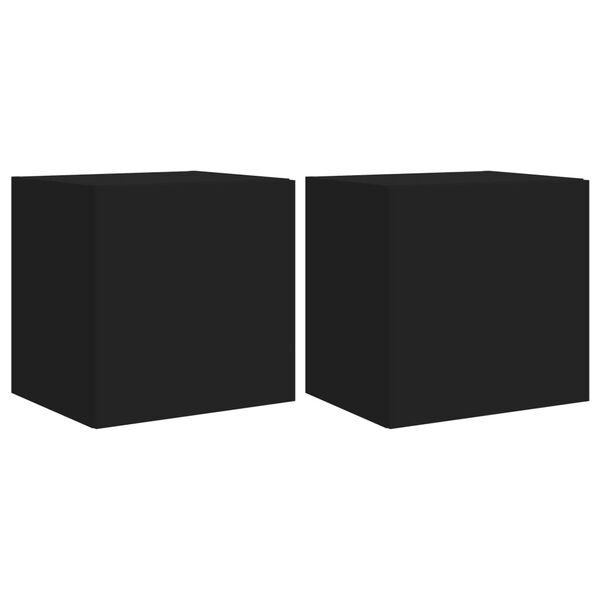 vidaXL TV Wall Cabinets with LED Lights 2 pcs Black 40.5x35x40 cm