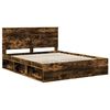 vidaXL Bed Frame Smoked Oak 160 x 200 cm Solid Pine Wood