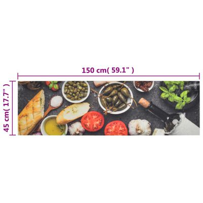 vidaXL Kitchen Rug Washable Wine & Dinner 45x150 cm Velvet