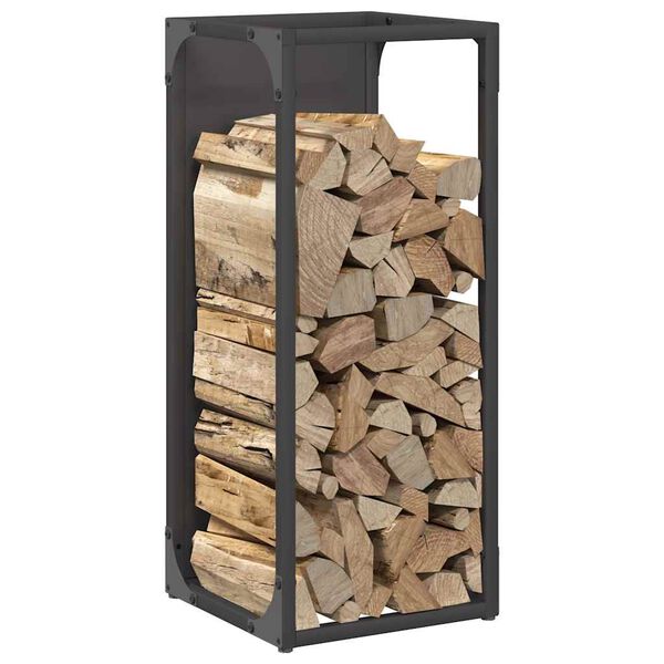 vidaXL Firewood Rack Black 25x25x60 cm Cold-rolled steel