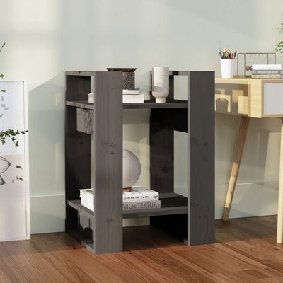 vidaXL Book Cabinet/Room Divider Grey 41x35x57 cm Solid Wood Pine