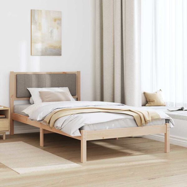 vidaXL Bed Frame with Upholstered Headboard Taupe 100 x 200 cm