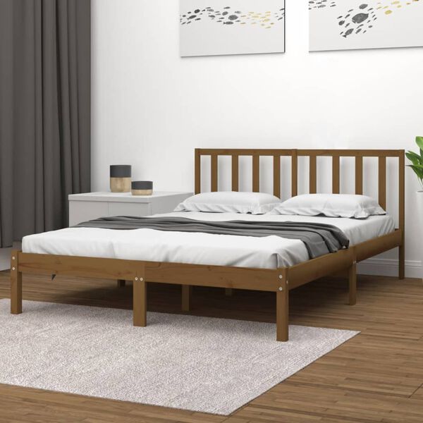 vidaXL Bed Frame without Mattress Honey Brown Solid Wood Pine 200x200 cm