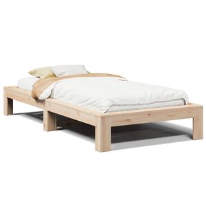 vidaXL Bed Frame | Natural wood colour | Solid pine wood, Plywood slats | Single