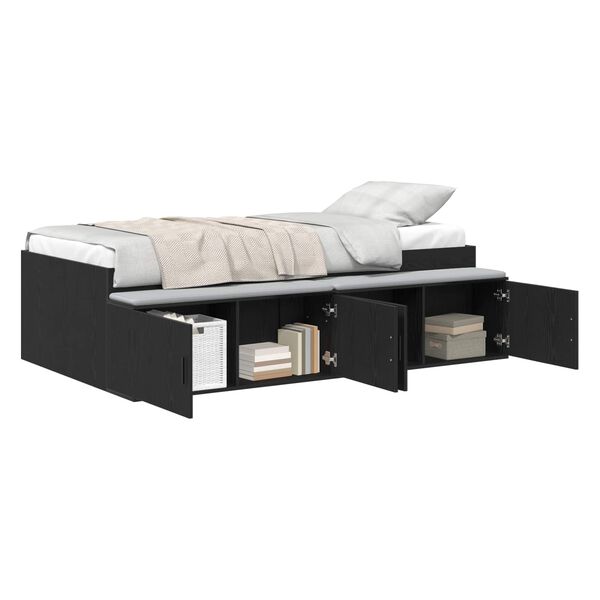 vidaXL Storage Bed Frame Black oak 100 x 200 cm Engineered wood