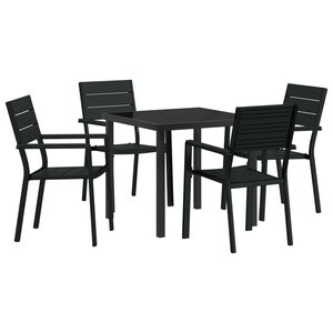 vidaXL Garden Dining Set 5 pcs Black Powder-Coated Steel