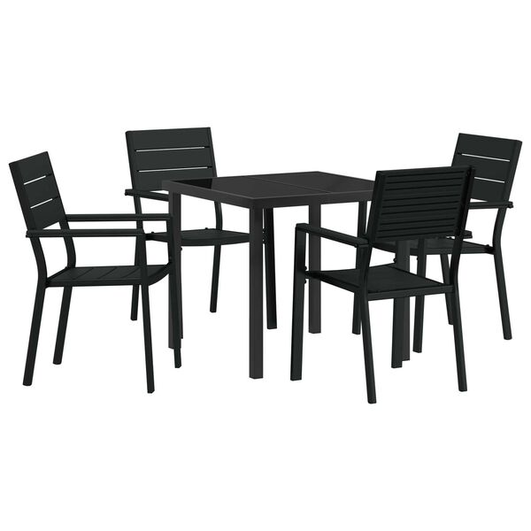 vidaXL Garden Dining Set 5 pcs Black Powder-Coated Steel