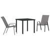 vidaXL Garden Dining Set 3 pcs Grey and Black Powder-coated Steel