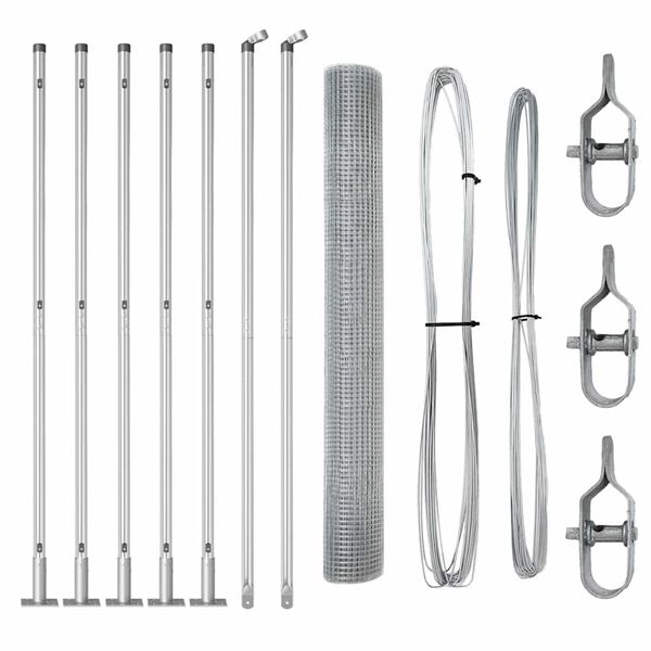 vidaXL Fence Post Silver 10 x 1.2 m (16 x 16 mm mesh) Steel