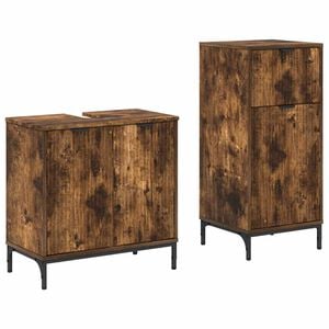 vidaXL Bathroom Furniture Set with Drawer with Shelf 2 pcs Smoked Oak