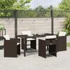 vidaXL Garden Dining Set with Cushion 5 pcs Brown Poly Rattan