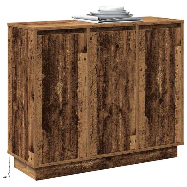 vidaXL LED Sideboard Old Wood 90 x 32 x 75 cm Engineered Wood