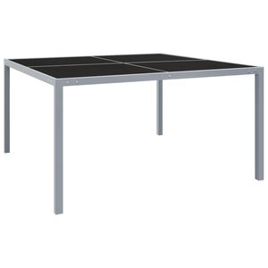 vidaXL Garden Table 130x130x72 cm Grey Steel and Glass