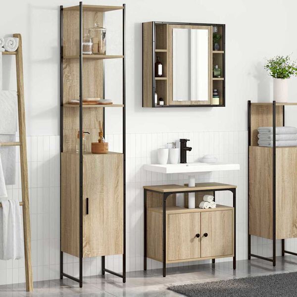 vidaXL Bathroom Furniture Set 3 pcs Sonoma Oak Engineered Wood