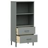 vidaXL Bookcase with 2 Drawers Grey 60x35x128.5 cm Solid Wood OSLO