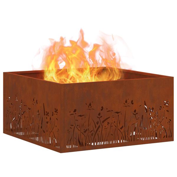 vidaXL Fire Pit Brown 60 x 60 x 30 cm Weathering Steel