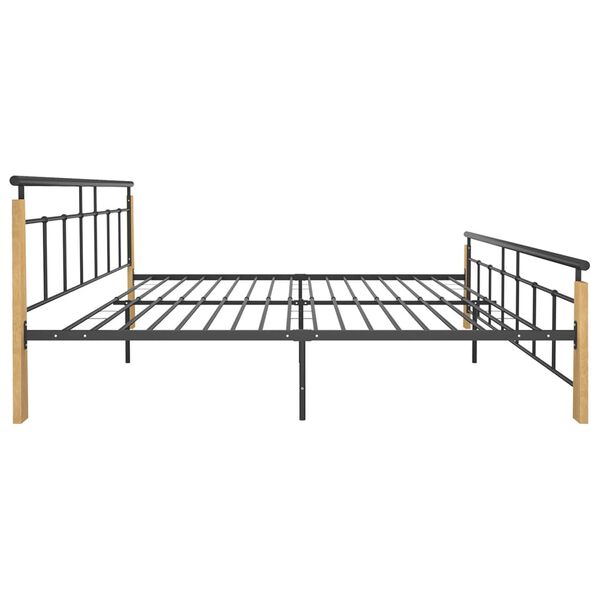 vidaXL Bed Frame without Mattress Metal and Solid Oak Wood 200x200 cm
