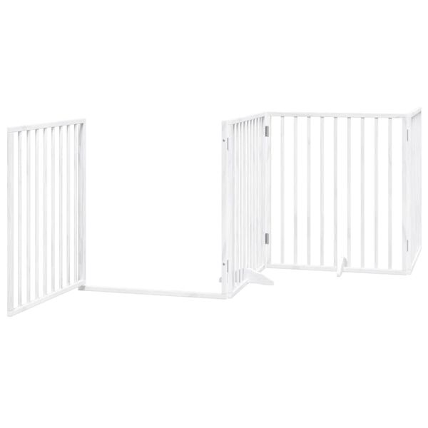 vidaXL Dog Gate with Door Foldable 8 Panels White 640 cm Poplar Wood