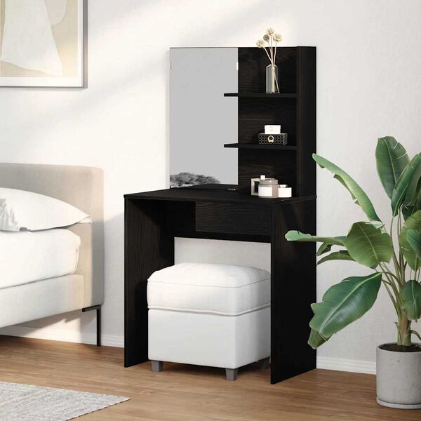 vidaXL Dressing Table Black Oak 74.5 x 40 x 141 cm Engineered Wood
