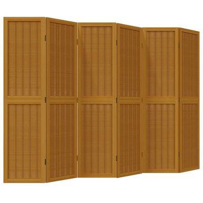 vidaXL Room Divider 6 Panels Brown Solid Wood Paulownia