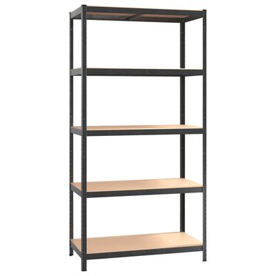 vidaXL 5-Layer Heavy-duty Shelves 3 pcs Grey Steel&Engineered Wood