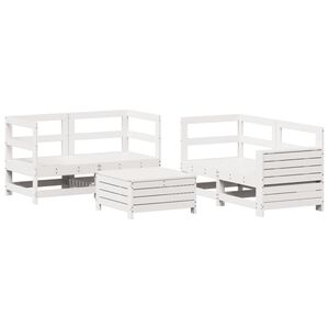 vidaXL 5 Piece Garden Sofa Set White Solid Wood Pine