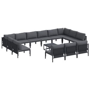 vidaXL Garden Sofa Set 14 pcs Black Steel
