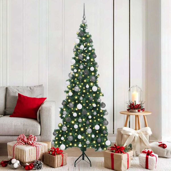 vidaXL Corner Artificial Christmas Tree Green 180 cm PVC and Metal
