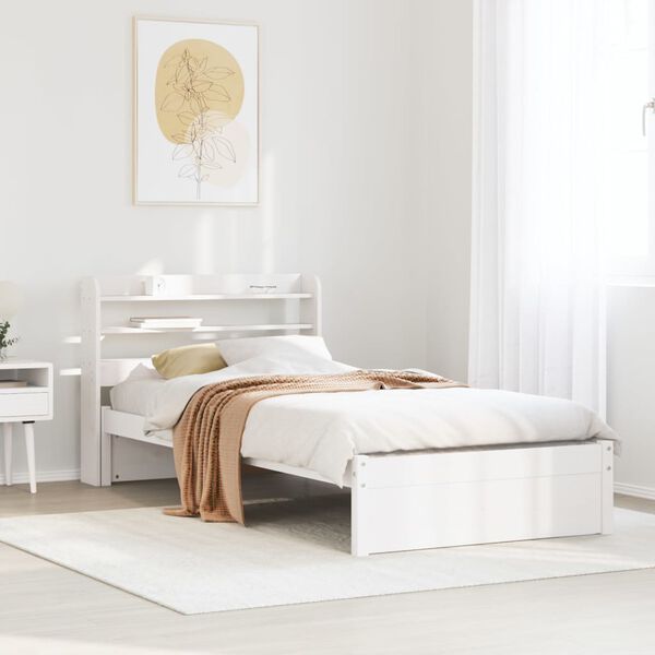 vidaXL Bed Frame with Headboard without Mattress White 90x190 cm Single