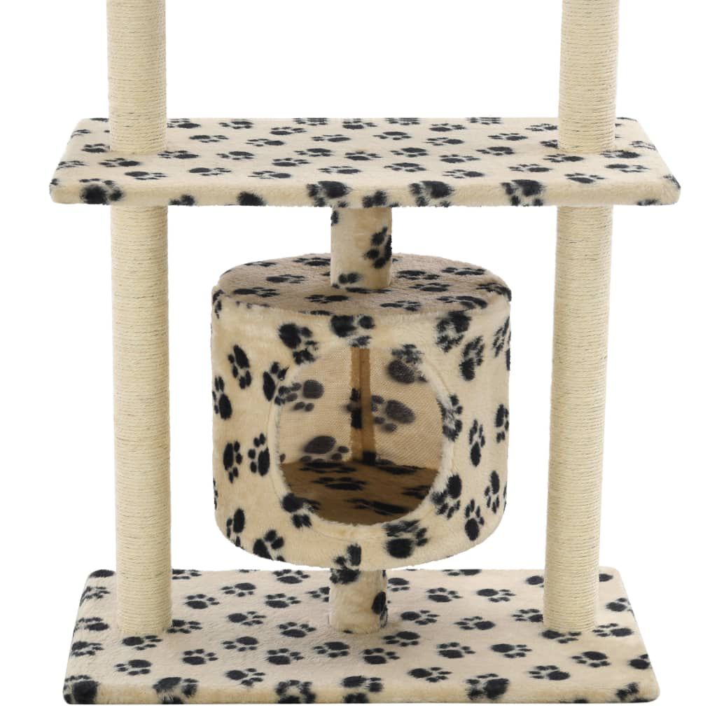 vidaXL Cat Tree with Sisal Scratching Posts 95 cm Beige Paw Prints