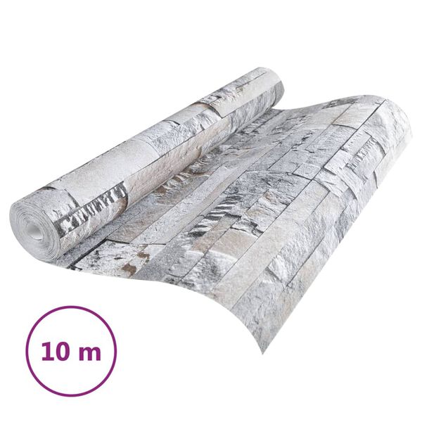 vidaXL Wallpaper 3D Stone Look Grey and Brown 10x0.53 m Non-woven