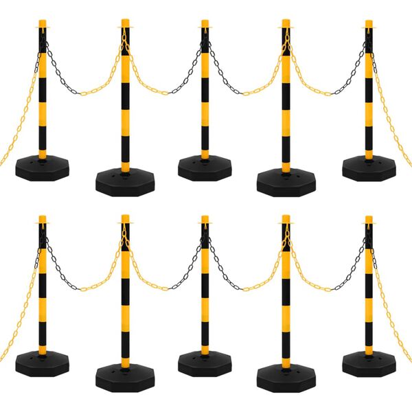 vidaXL Chain Post Set with 10 m Plastic Chain