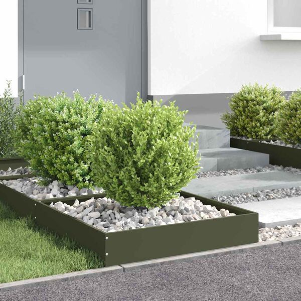 vidaXL Lawn Edging 6 pcs Olive Green 60 x 60 x 13 cm Steel