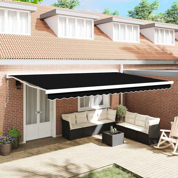 vidaXL Awning Black 500 x 300 x 165 cm Polyester and Aluminium