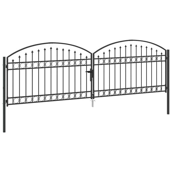 vidaXL Fence gate with Lock Grey 400 x 125 cm Steel