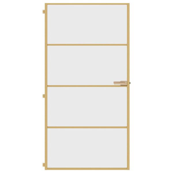 vidaXL Interior Door Slim Golden 102.5x201.5 cm Tempered Glass and Aluminium