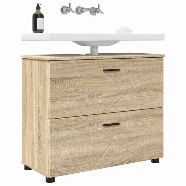 vidaXL Bathroom Cabinet with Drawer Sonoma Oak 76.5 x 35 x 64 cm