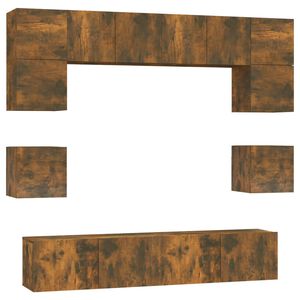vidaXL 8 Piece TV Cabinet Set Smoked Oak Engineered Wood