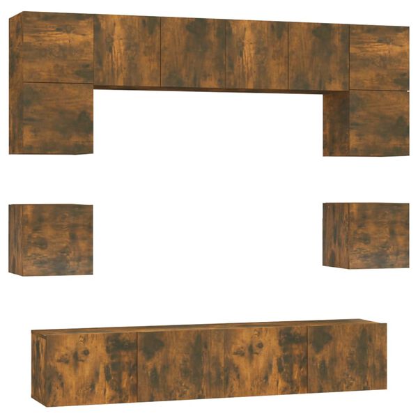 vidaXL 8 Piece TV Cabinet Set Smoked Oak Engineered Wood