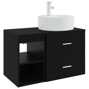 vidaXL Bathroom Furniture Set 2 pcs Black Oak Engineered Wood